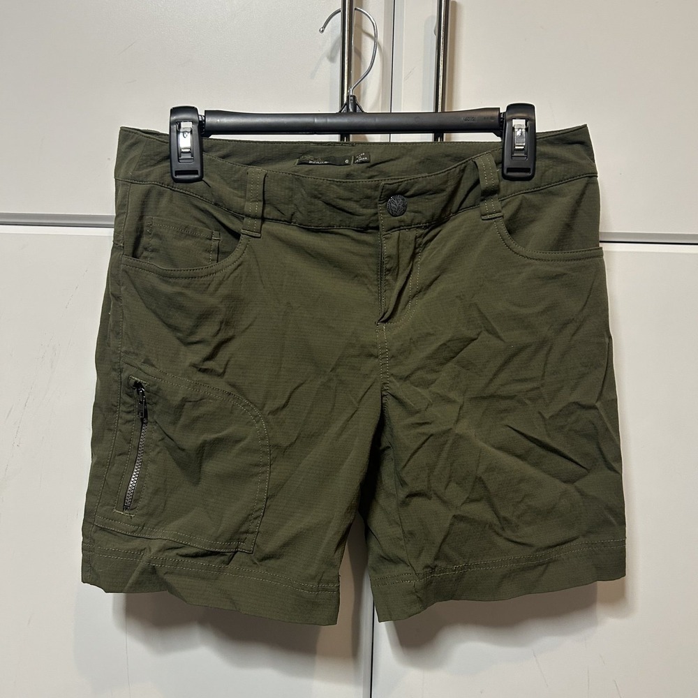 Prana Halle Shorts Womens 6 Olive Green Zion Stretch Hiking Outdoor Cargo 5in